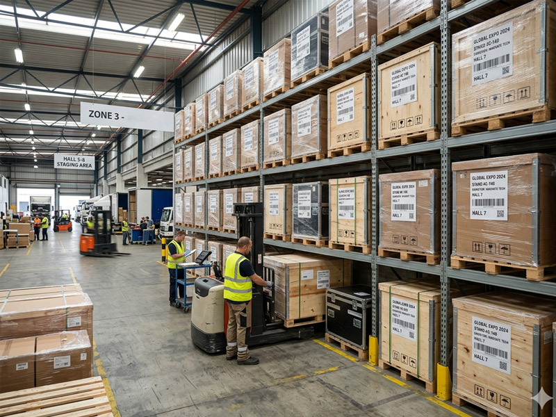 Gestione magazzino per fiera internazionale con 500+ pallet