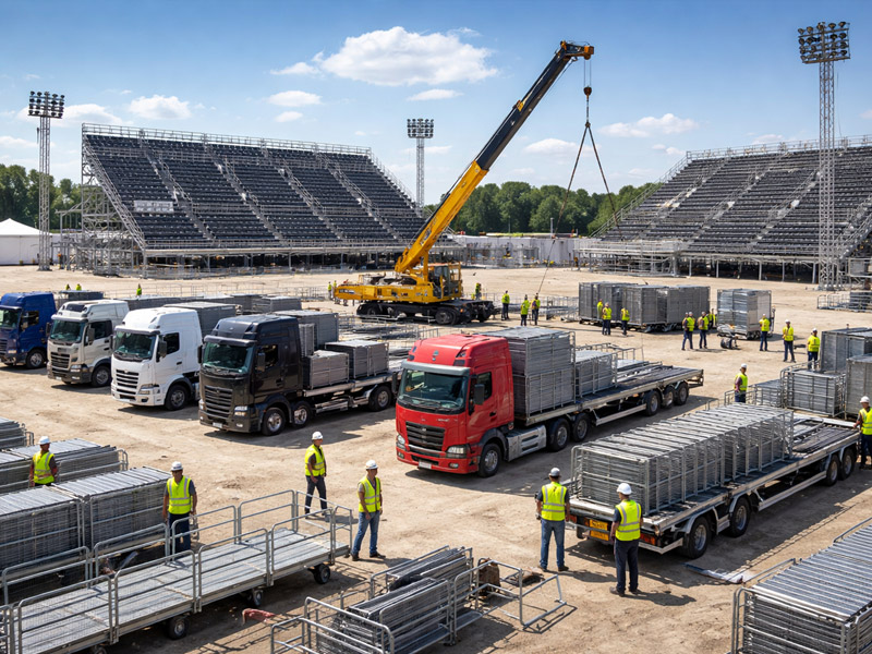 Logistica e montaggio per evento motorsport con 5 mezzi pesanti